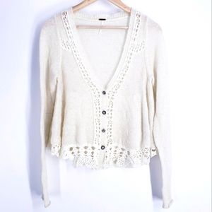 Free People Cream Cardigan Sweater